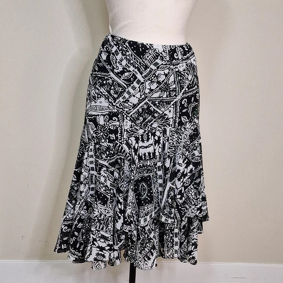 Chaps Ralph Lauren floral layered ruffle midi skirt  SZ M - Picture 1 of 5